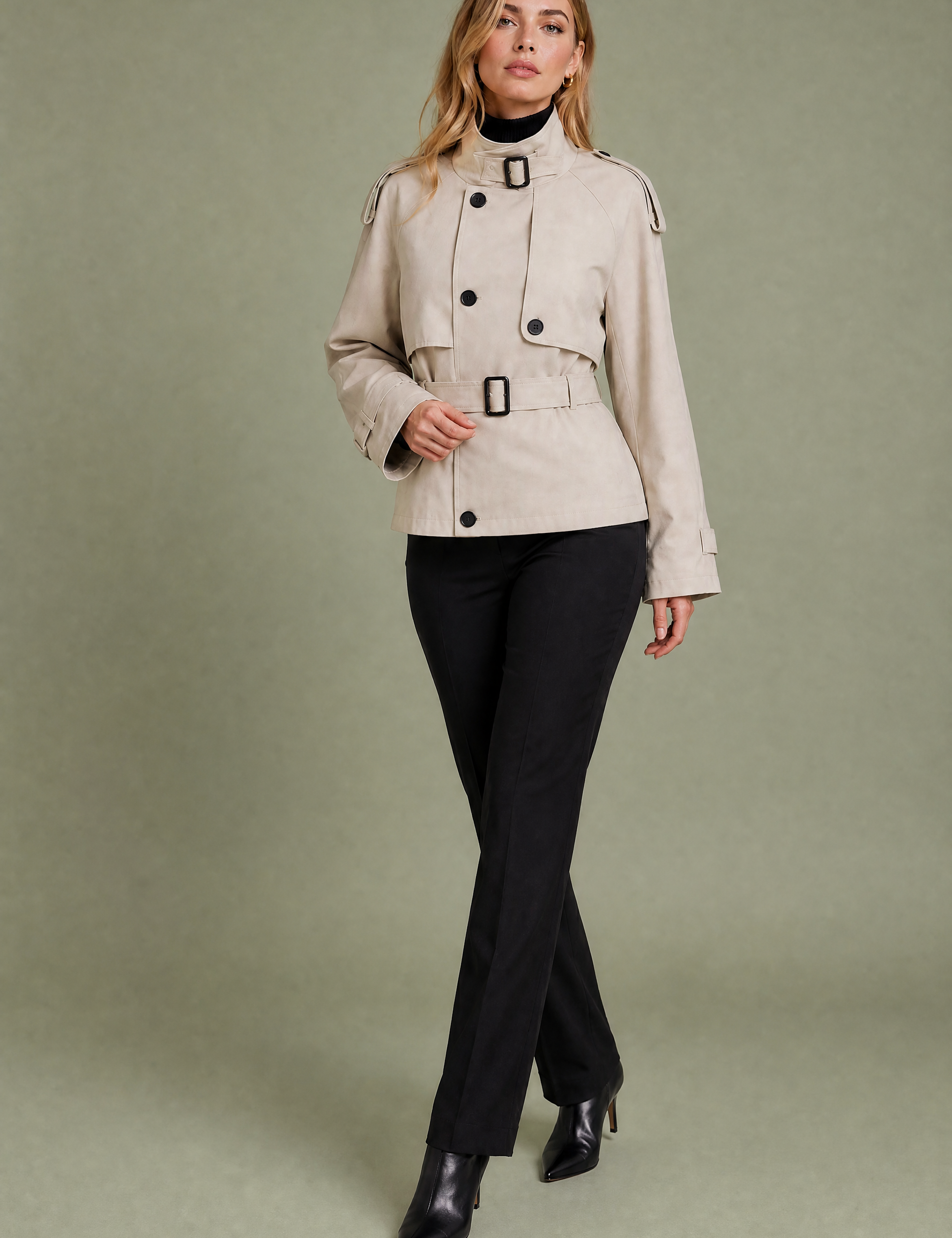 Trench Écru court ceinturé | Photo lifestyle | Lounelle Paris