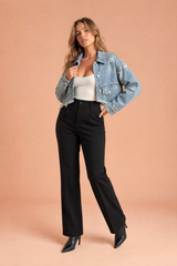 Light Blue Cropped Denim Jacket