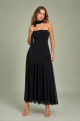 Asymmetric Halter-Neck Maxi Dress