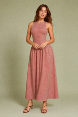 Smocked gingham maxi dress