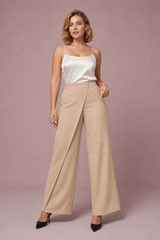 Asymmetrical High-Waisted Wide-Leg Pants