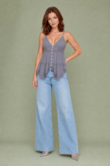 Lace Ruffle-Strap Top