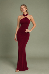Fitted Halter-Neck Maxi Dress