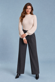 Body col volanté manches ballon | Variante Beige | Lounelle Paris