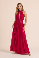 Backless Halter-Neck Maxi Dress