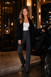 Gilet mi-long en maille côtelée | Variante Noir - Lifestyle | Lounelle Paris