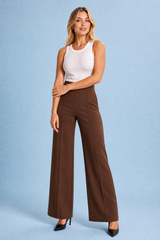 Flowy wide-leg high-waisted trousers