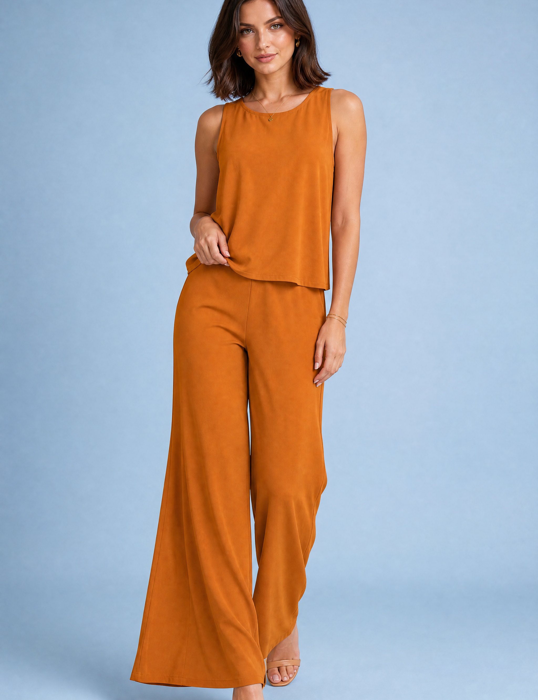 Ensemble fluide pantalon large | Vue de face | Lounelle Paris