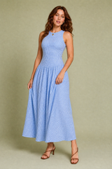 Smocked gingham maxi dress