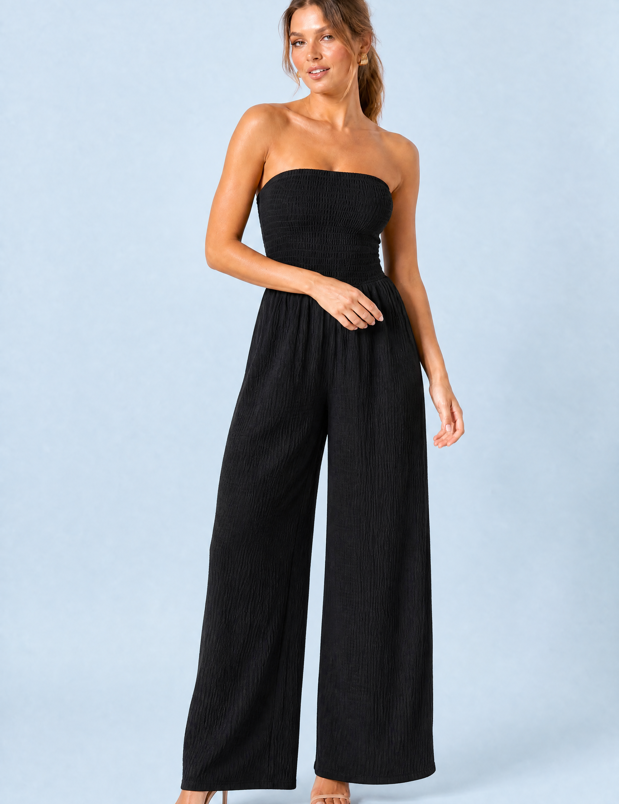 Combinaison bandeau jambes larges | Variante Noir | Lounelle Paris