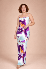 Robe longue imprimée dos nu | Porté sur une autre silhouette | Lounelle Paris