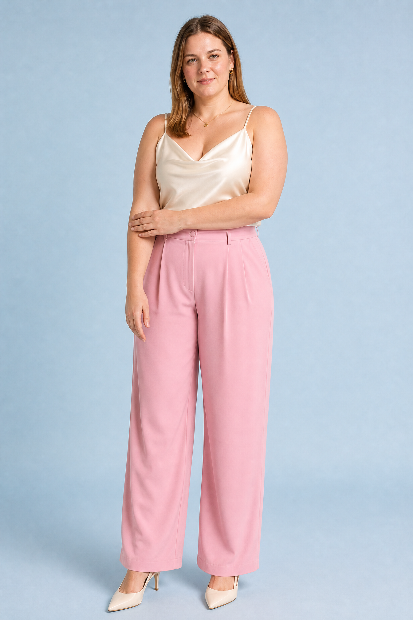 Pantalon large taille haute fluide | Porté sur une autre silhouette | Lounelle Paris
