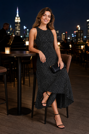 Robe longue à pois dos nu | Variante Noir - Lifestyle | Lounelle Paris