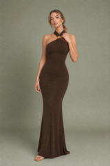 Fitted Halter-Neck Maxi Dress