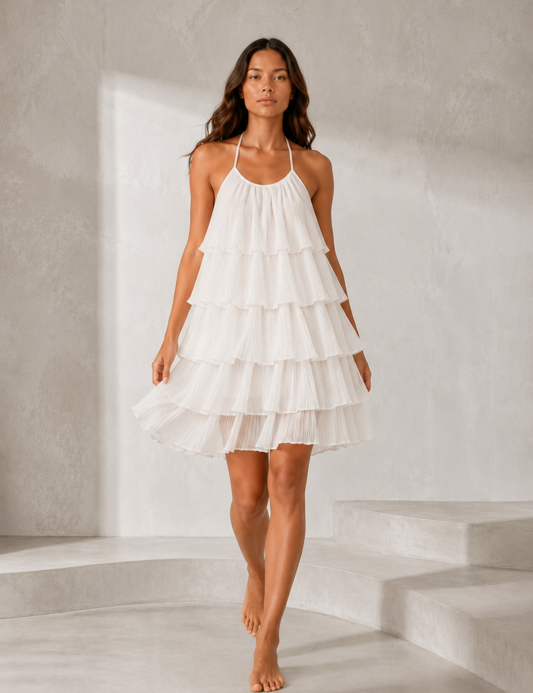 Robe blanche col halter dos nu | Lounelle Paris