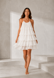 Robe blanche col halter dos nu | Lounelle Paris