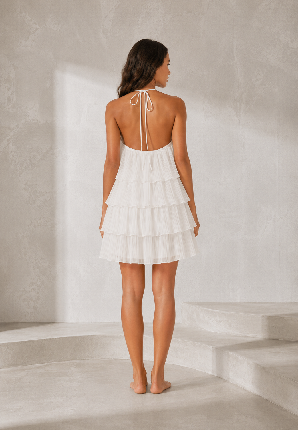 Robe blanche col halter dos nu | Lounelle Paris