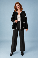 Black and White Oversized Fleece Jacket