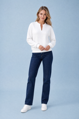 Textured V-Neck Sweatshirt