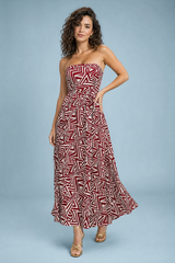 Burgundy Open-Back Maxi Dress