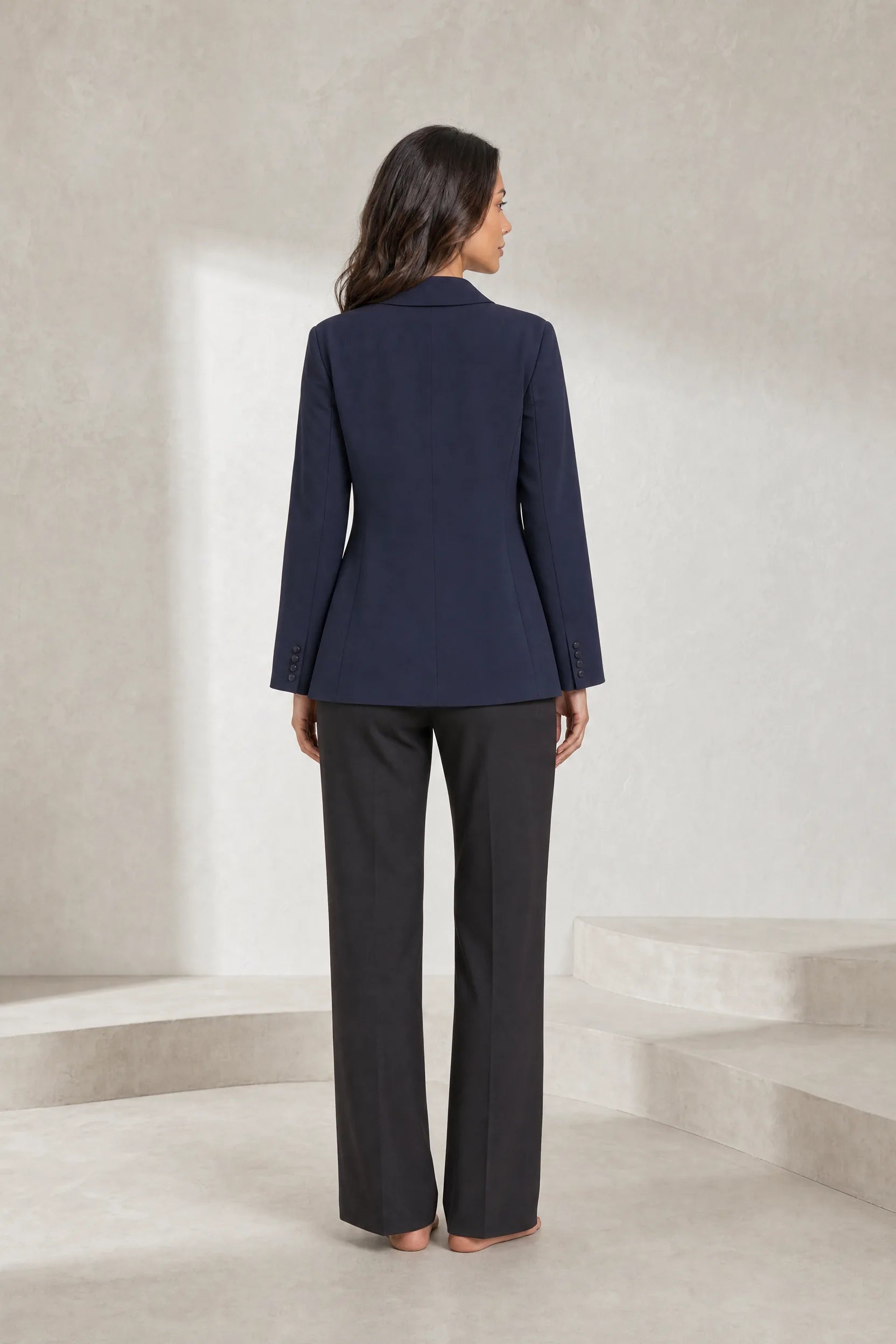 Blazer bleu marine ajusté double boutonnage | Lounelle Paris