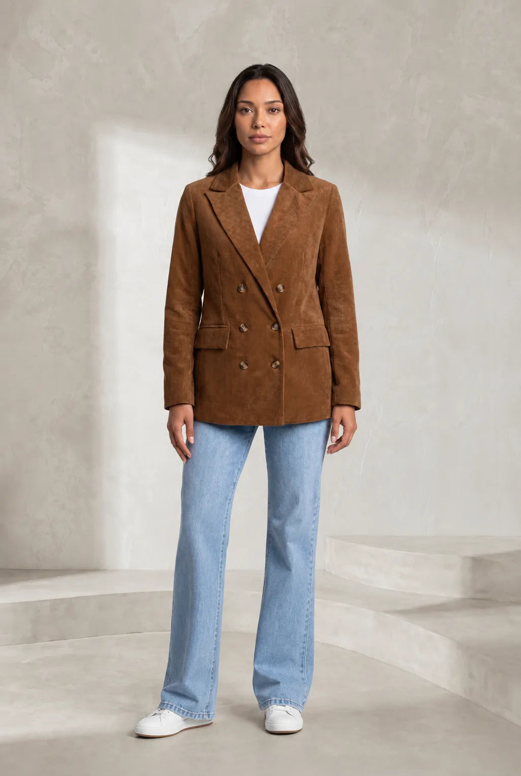 Blazer mi-long velours côtelé | Lounelle Paris