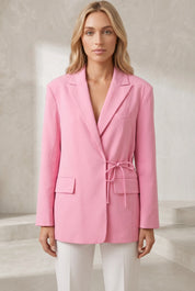 Blazer rose ample à épaulettes | Lounelle Paris