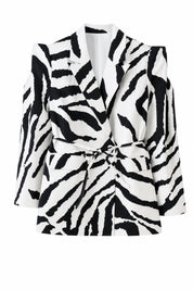 Blazer zèbre mi-long ceinturé | Lounelle Paris