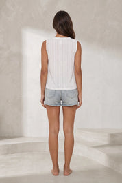 Blouse blanche col V dentelle | Lounelle Paris