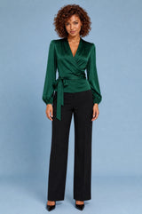 Satin Wrap Blouse