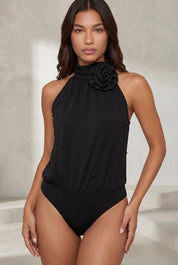 Body noir col montant dos nu | Lounelle Paris