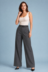 High-waisted wide-leg pants