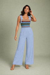 Beige Tie-Strap Jumpsuit