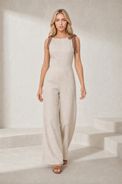 Combinaison beige bretelles à nouer | Lounelle Paris