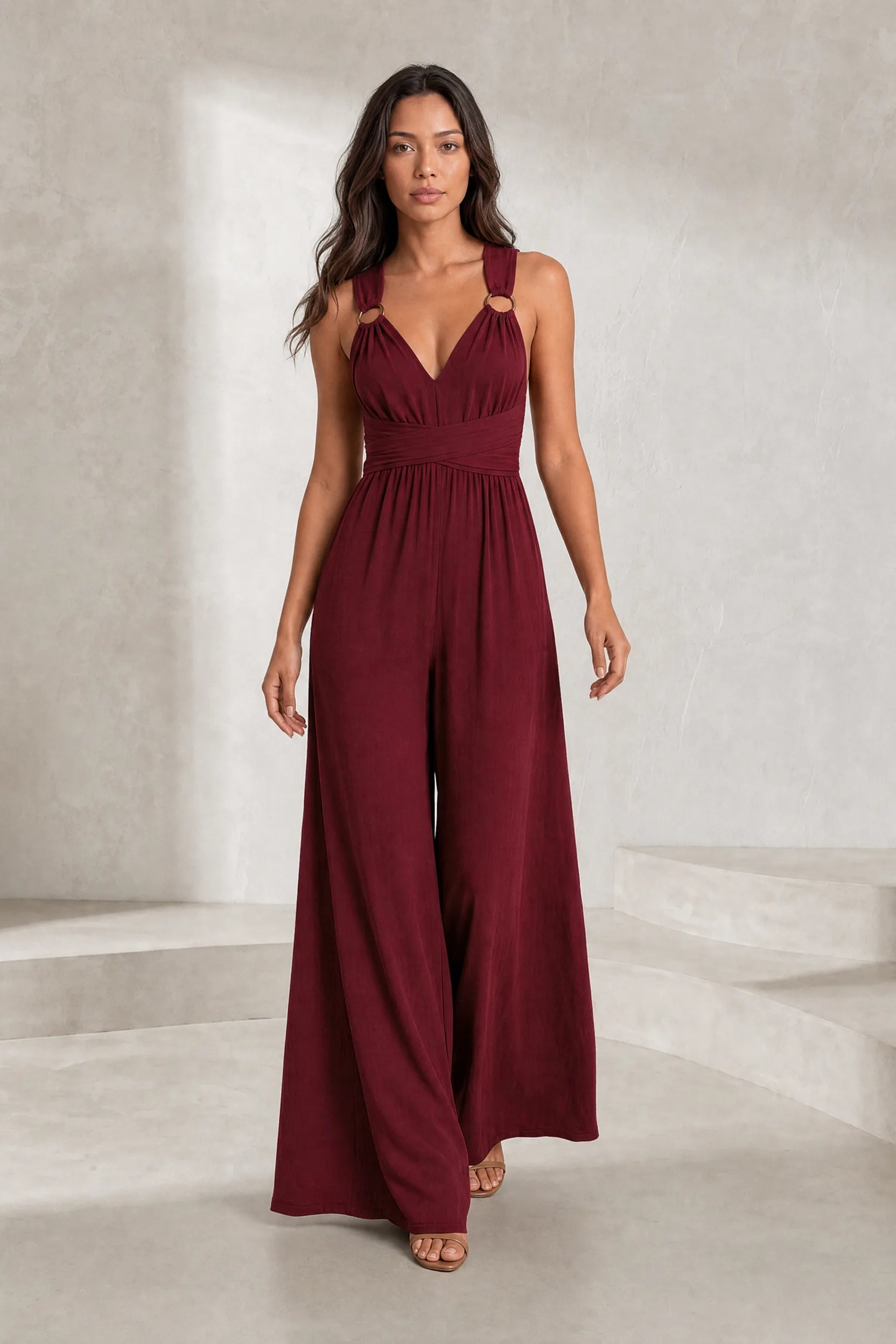 Combinaison bordeaux dos nu jambes larges | Lounelle Paris