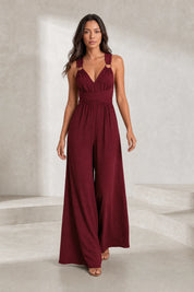 Combinaison bordeaux dos nu jambes larges | Lounelle Paris