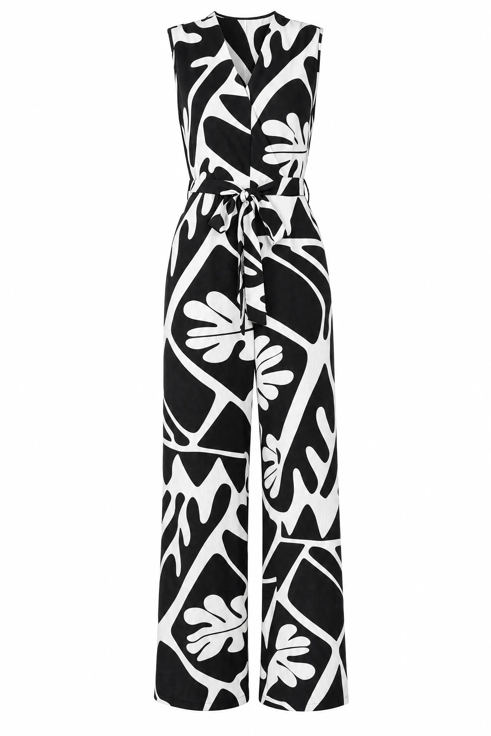 Combinaison noire col V ceinturée | Lounelle Paris