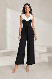 Combinaison noire et blanche col V | Lounelle Paris