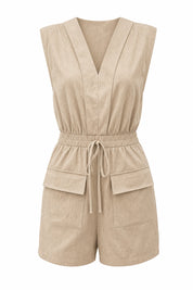 Combishort beige col V fluide | Lounelle Paris