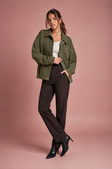 Olive Green Oversized Utility Jacket