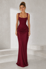 Draped Square-Neck Maxi Dress