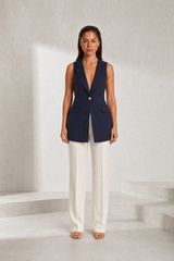 Gilet long style tailleur col en V