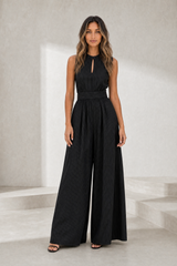 Striped waisted jumpsuit