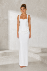 Draped Square-Neck Maxi Dress