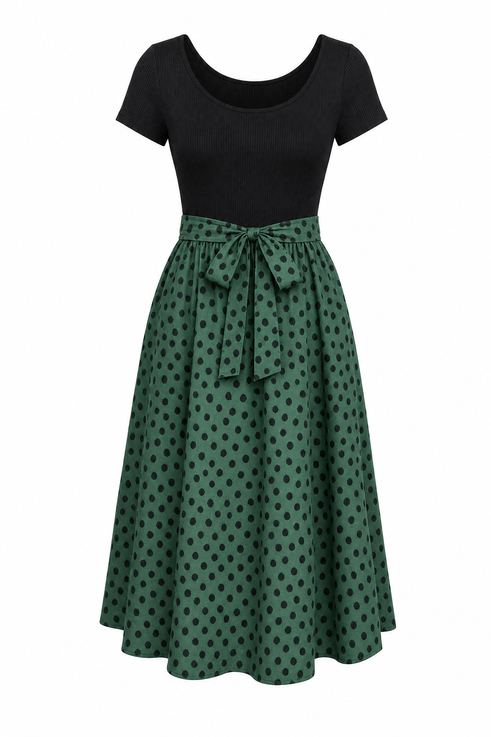 Robe bi-matière à pois | Lounelle Paris