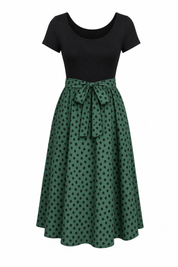 Robe bi-matière à pois | Lounelle Paris