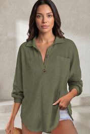 Top maille gaufrée col chemise | Lounelle Paris