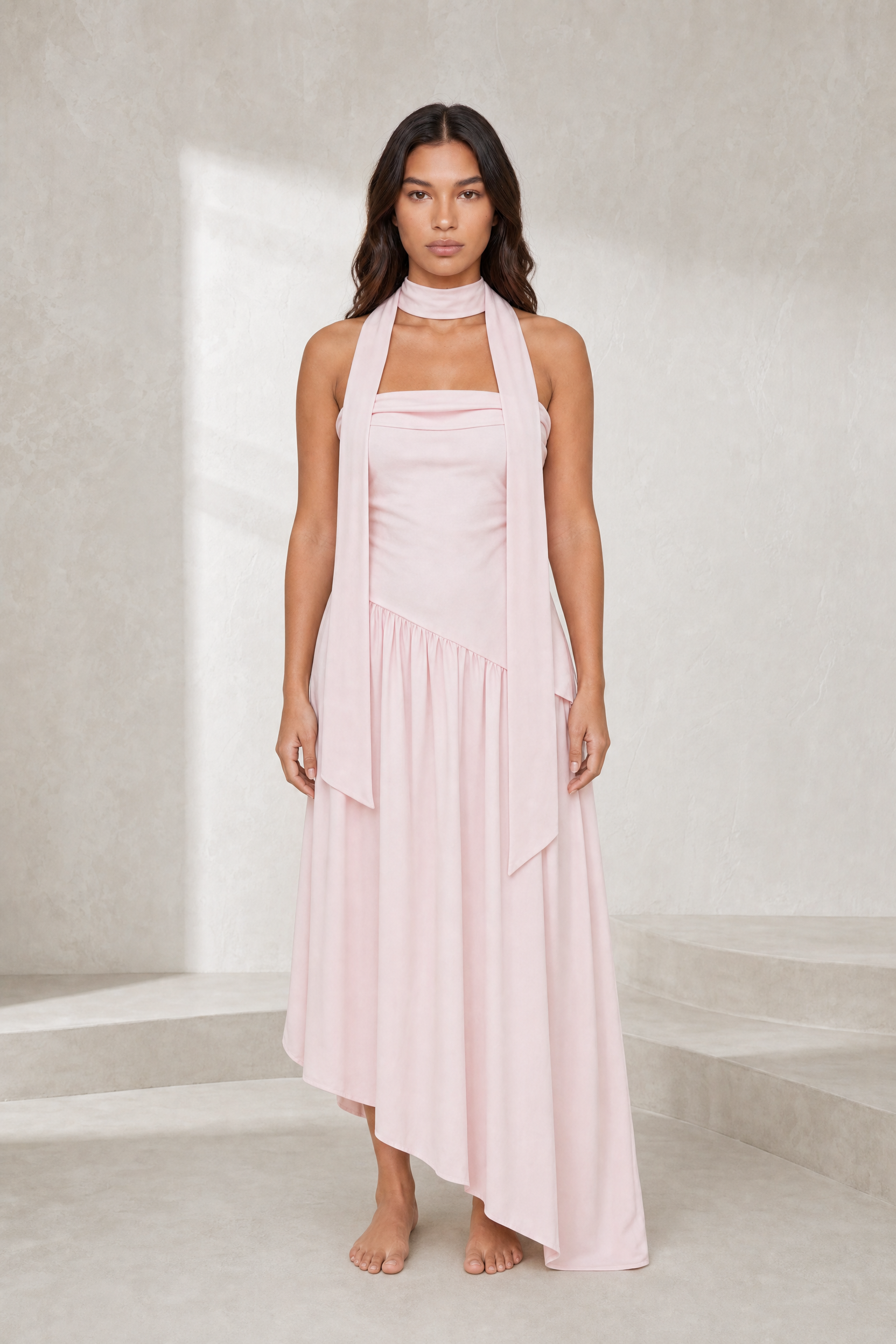 Robe longue bustier asymétrique | Lounelle Paris