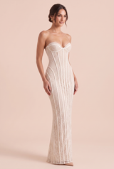 Lace Corset Maxi Dress with Lace-Up Back