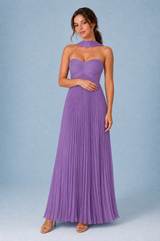 Pleated Backless Maxi Dress